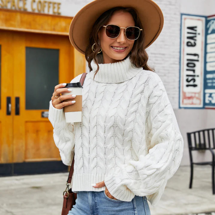 Zopfmuster Rollkragenpullover Für Damen