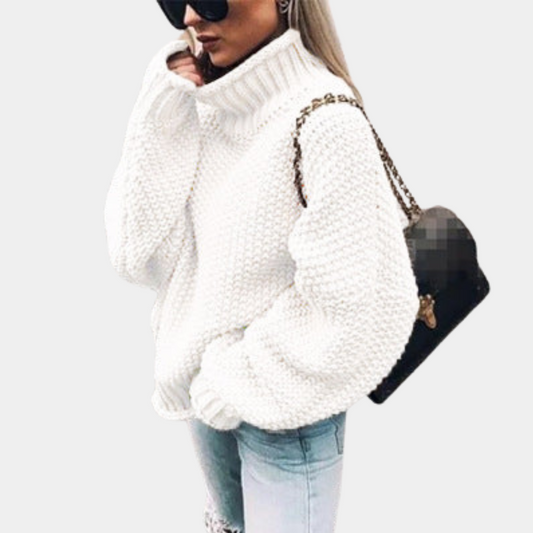 Bequemer Rollkragenpullover Mit Lockrer Passform Für Damen