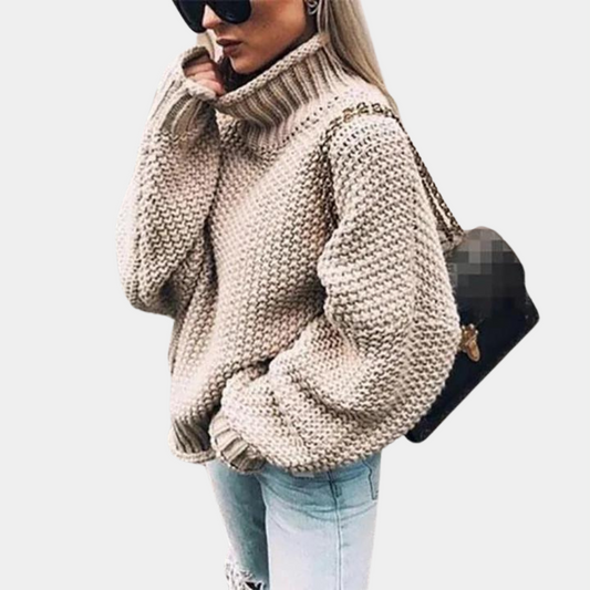 Bequemer Rollkragenpullover Mit Lockrer Passform Für Damen