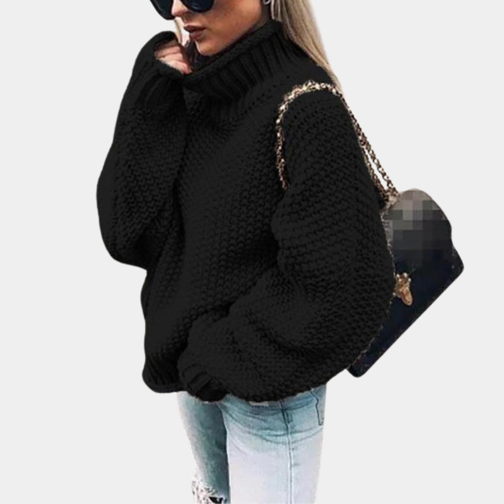 Bequemer Rollkragenpullover Mit Lockrer Passform Für Damen