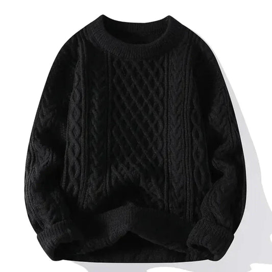 Winter Grobstrick Rundhals Pullover mit Zopfmuster für Herren