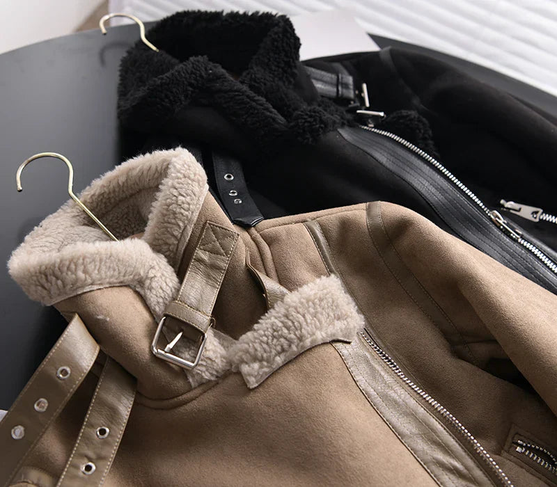 Aviator Jacke Sherpa Gefüttert Stylische Winterkleidung Damen
