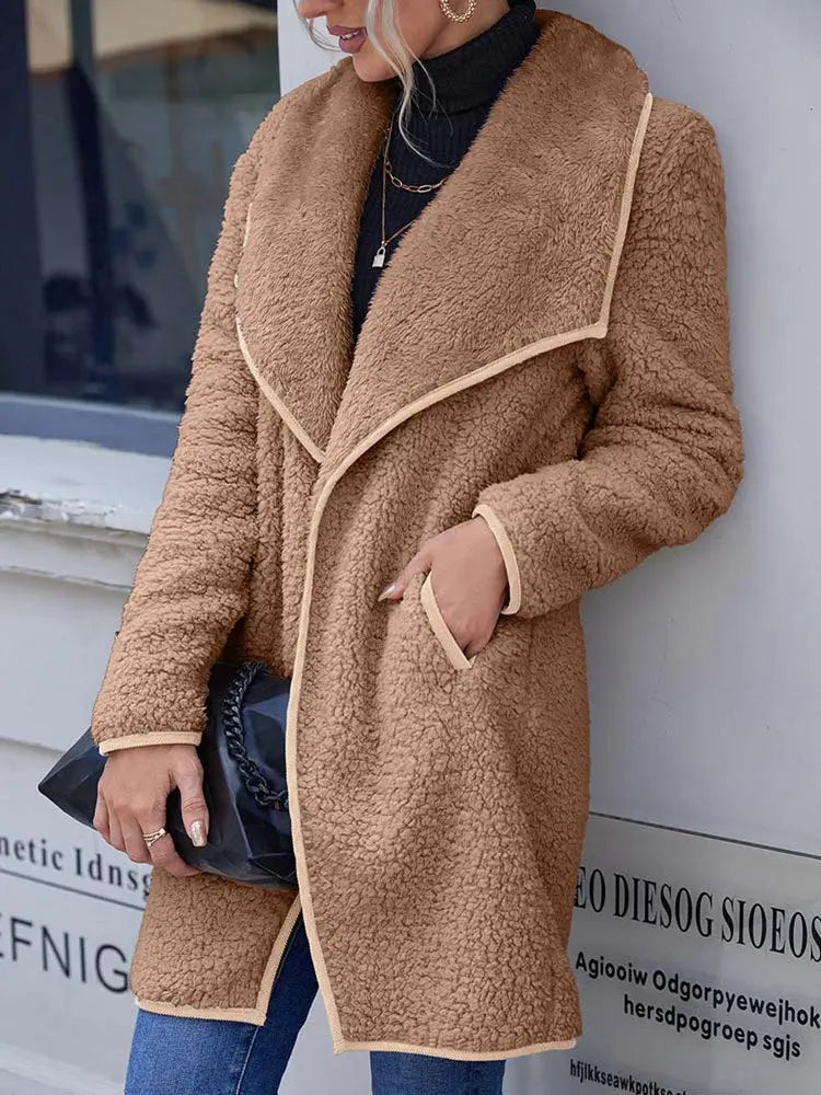 Weicher Fleece Mantel mit Offener Vorderseite Winter Damen