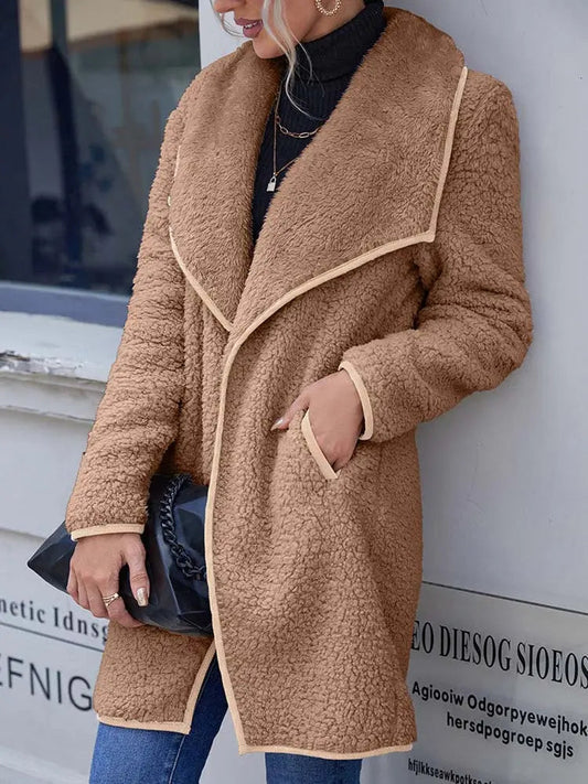 Weicher Fleece Mantel mit Offener Vorderseite Winter Damen