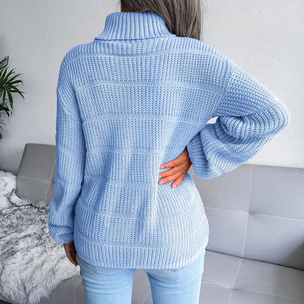 Strukturierter Rollkragen Strickpullover Winter Damen