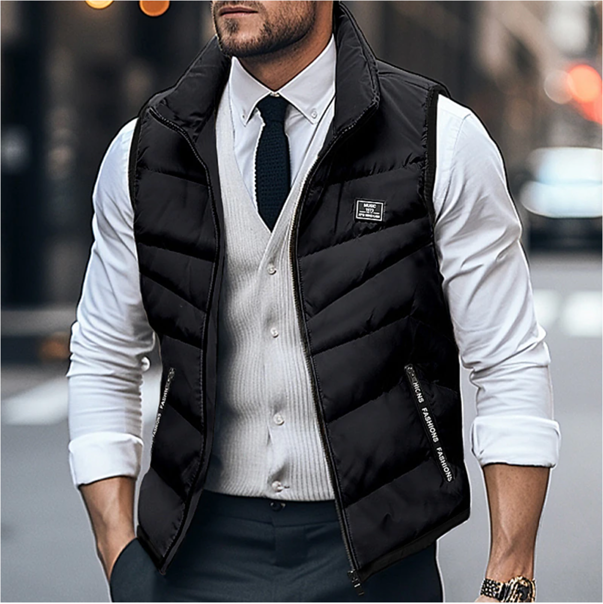 Klassische Ärmellose Steppweste Smart Casual Herren Winter