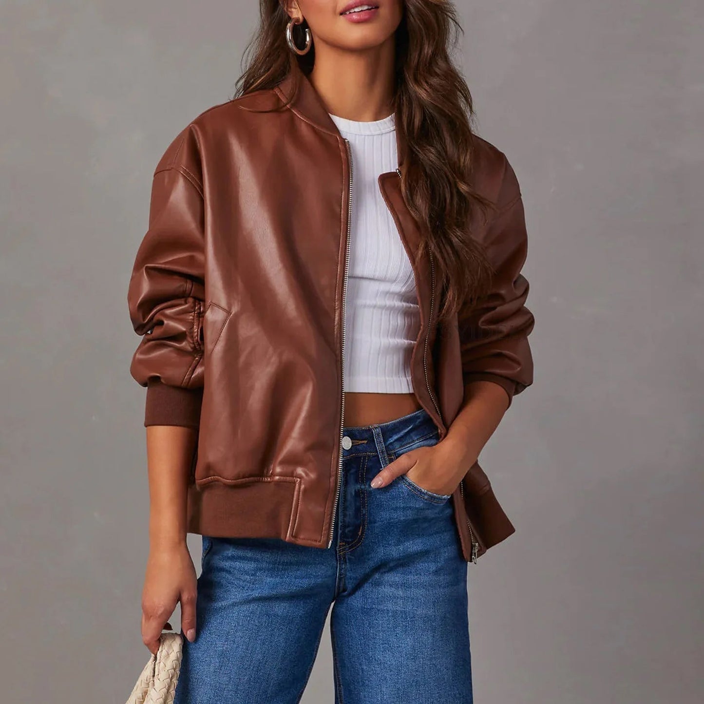 Oversized Bomberjacke für Damen Casual Chic Stil
