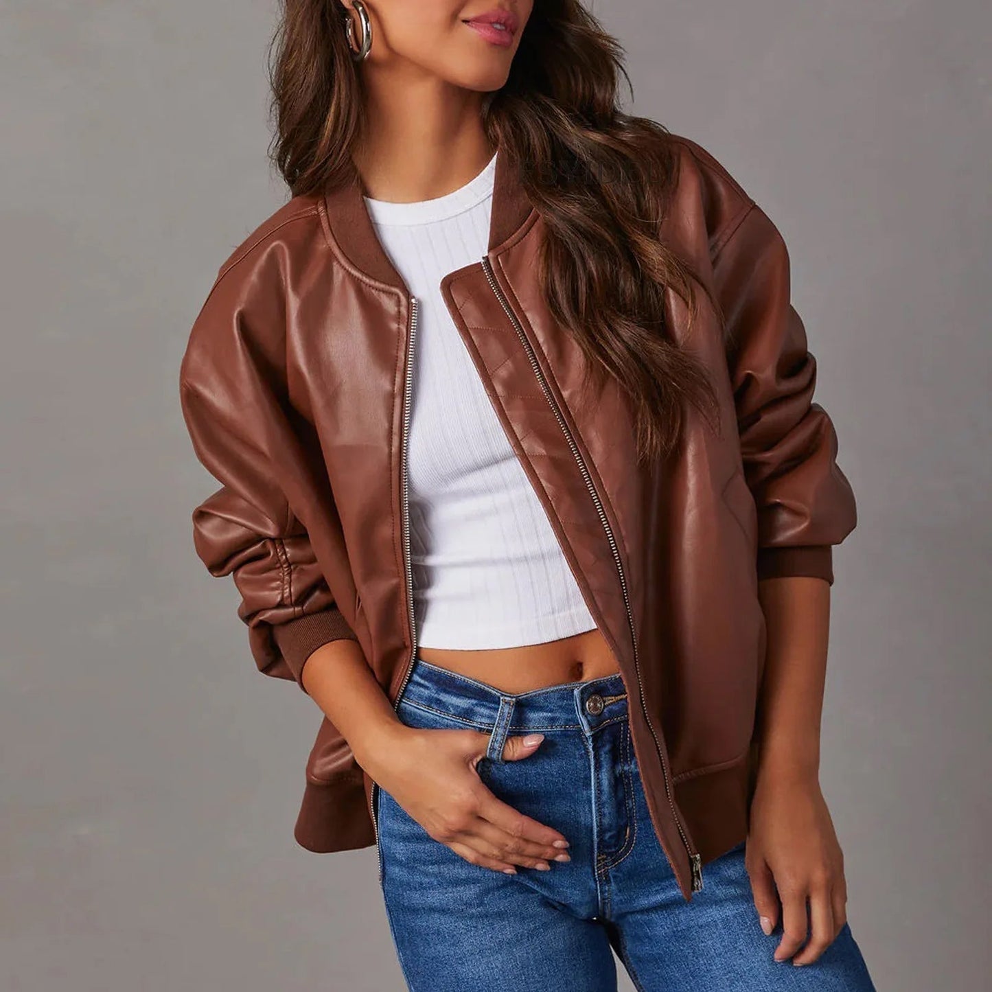 Oversized Bomberjacke für Damen Casual Chic Stil