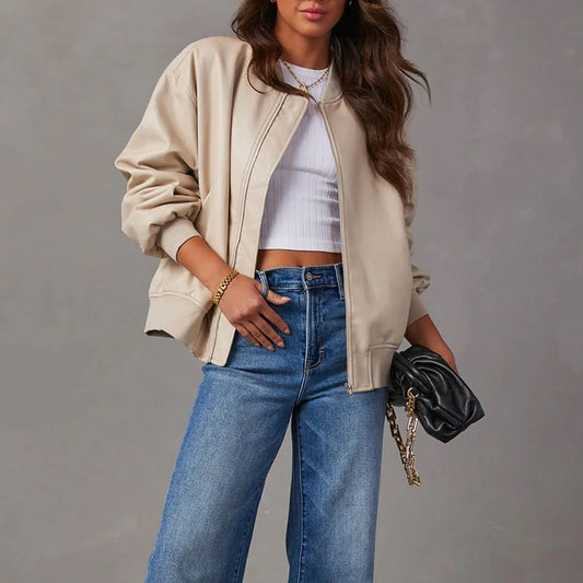 Oversized Bomberjacke für Damen Casual Chic Stil