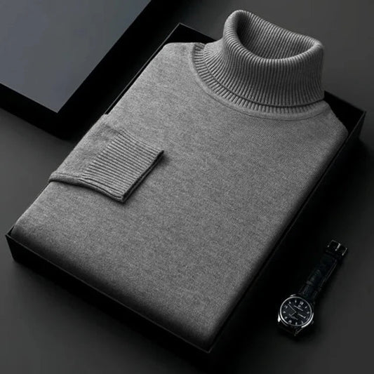 Klassischer Winter Slim Fit Rollkragenpullover Für Herren