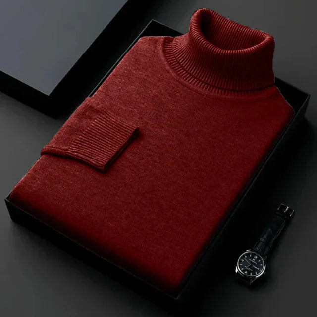 Klassischer Winter Slim Fit Rollkragenpullover Für Herren