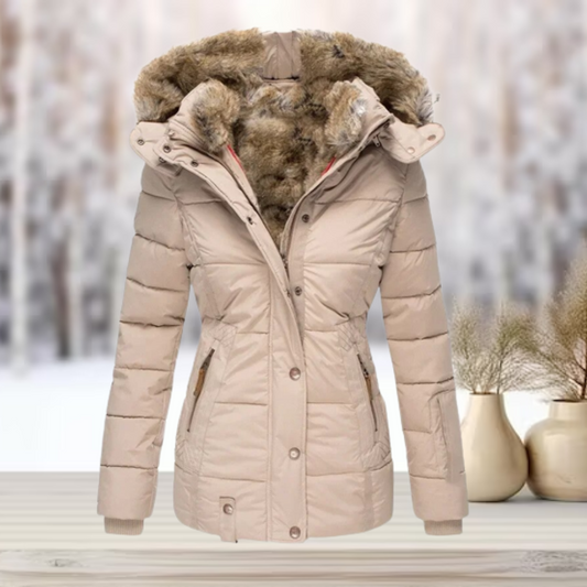 Kunstfell Kapuzen Winterjacke Streetwear Damen