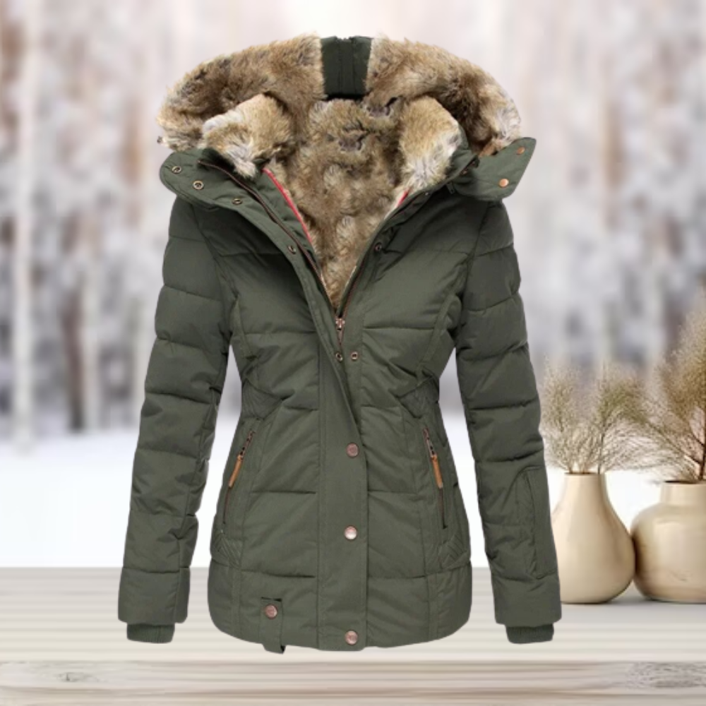 Kunstfell Kapuzen Winterjacke Streetwear Damen