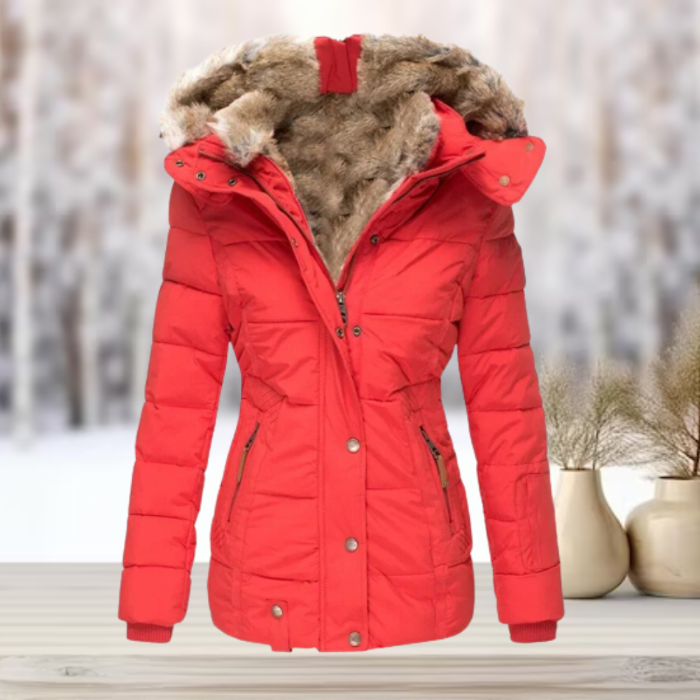 Kunstfell Kapuzen Winterjacke Streetwear Damen