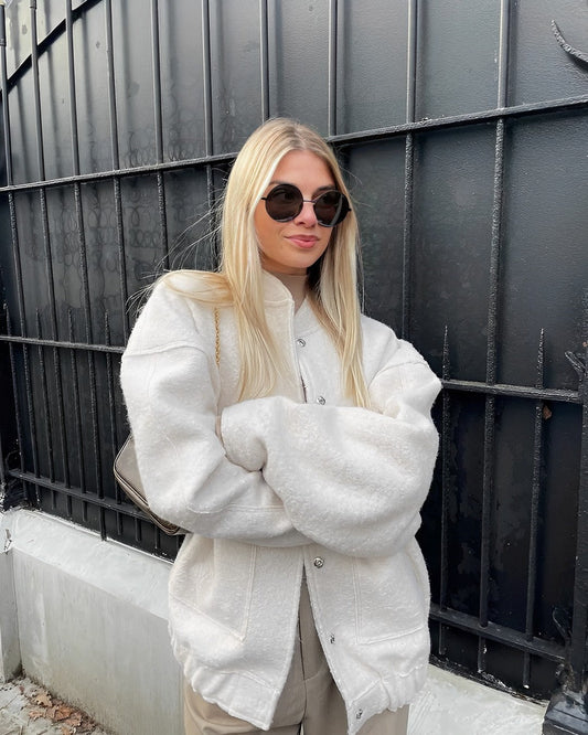Lässige Locker Geschnittene Teddyjacke Damen