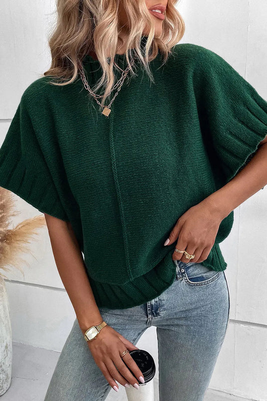 Kurzärmeliger Strickponcho Pullover Perfekt Für Winter Damen