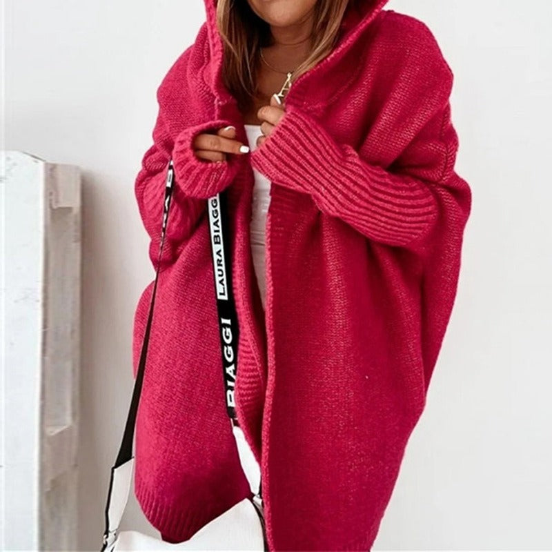 Damen-Strick-Cardigan mit Entspannter Kapuze