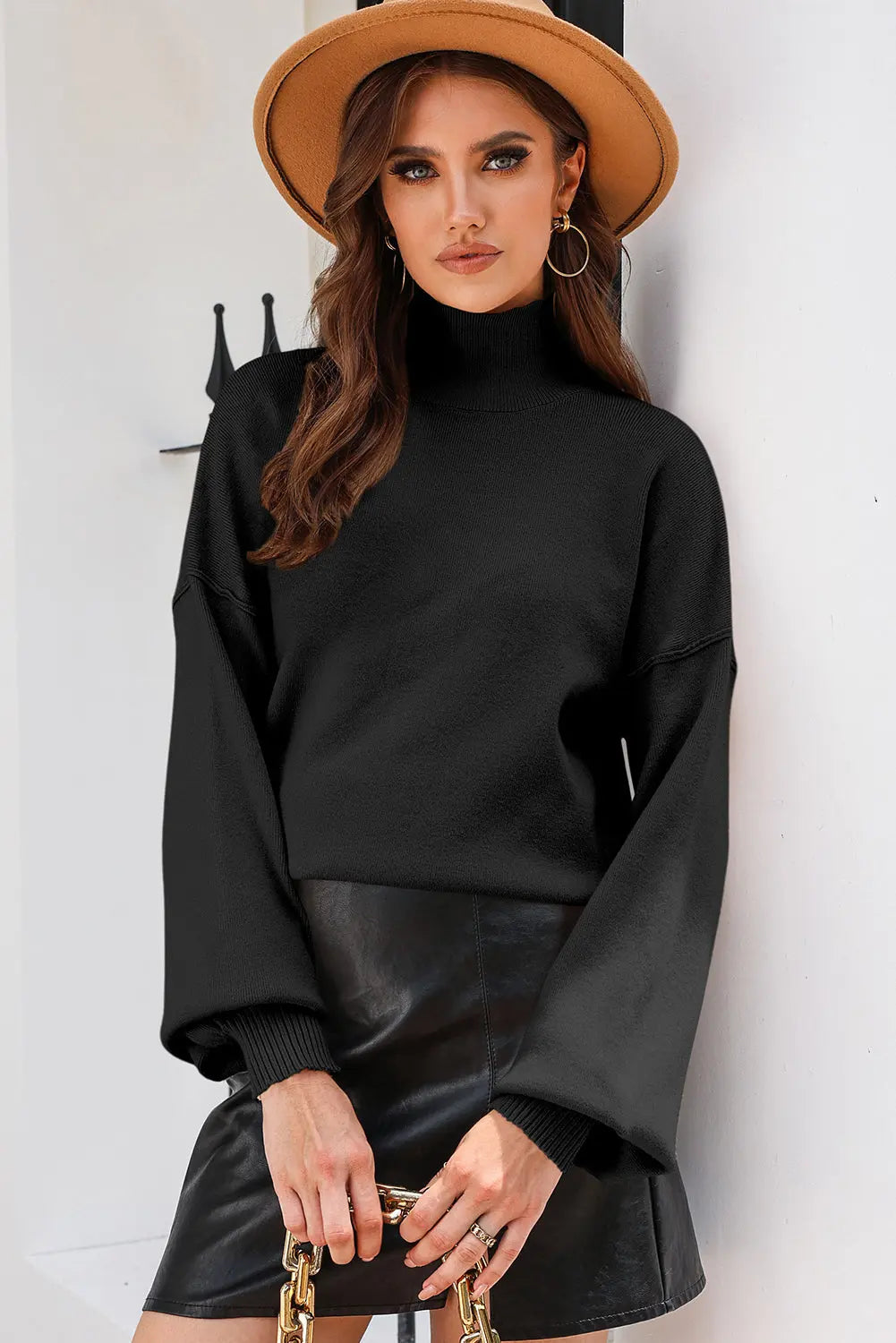 Strickpullover Mit Hohem Kragen Perfekt Für Winter Damen