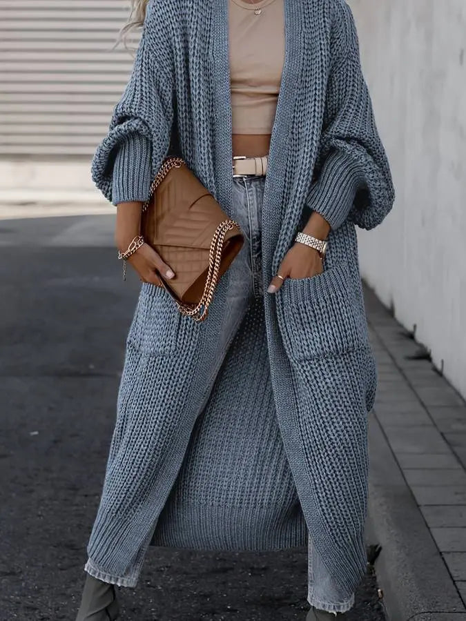 Gemütlicher Langer Gestrickter Cardigan Mantel für Winter Damen