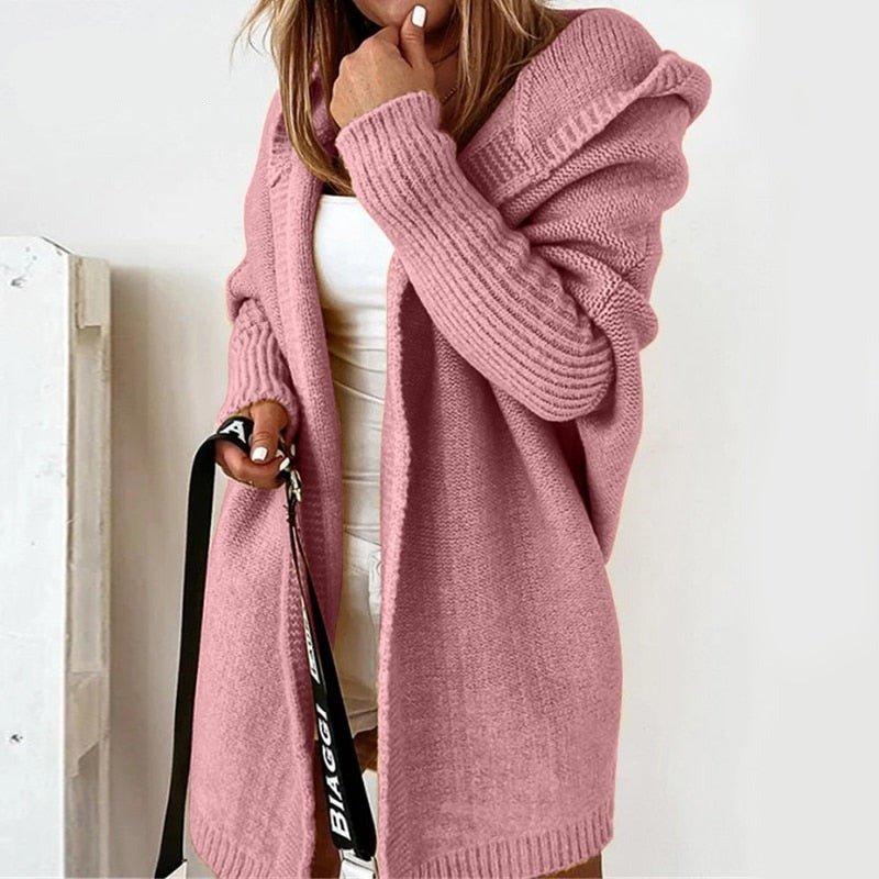 Damen-Strick-Cardigan mit Entspannter Kapuze