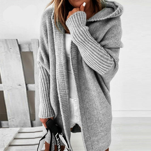 Damen-Strick-Cardigan mit Entspannter Kapuze