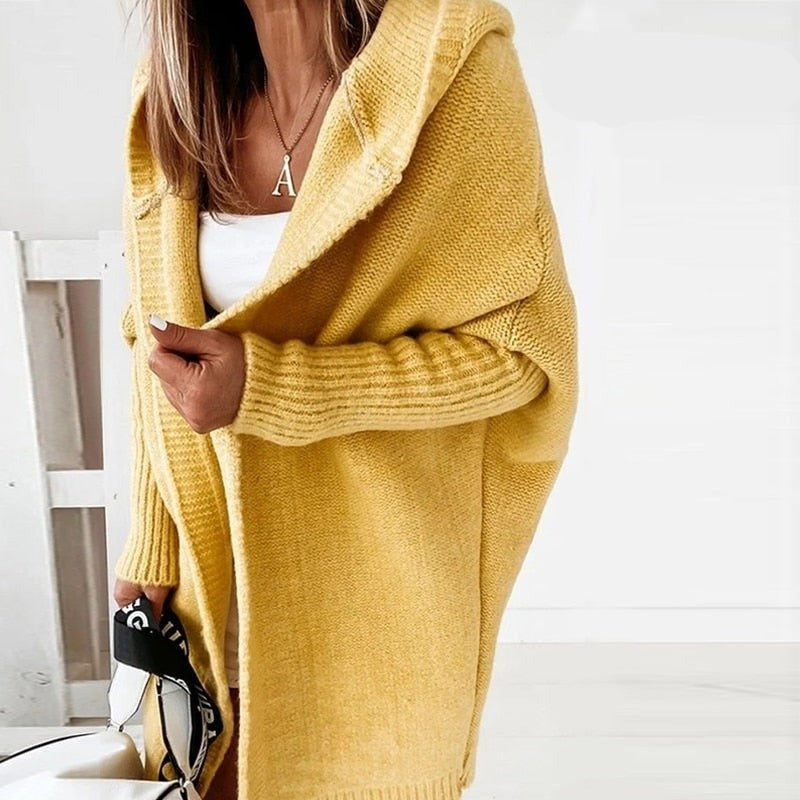 Damen-Strick-Cardigan mit Entspannter Kapuze