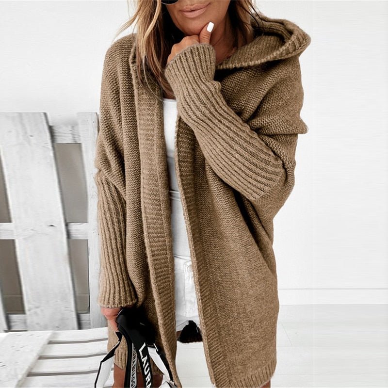 Damen-Strick-Cardigan mit Entspannter Kapuze