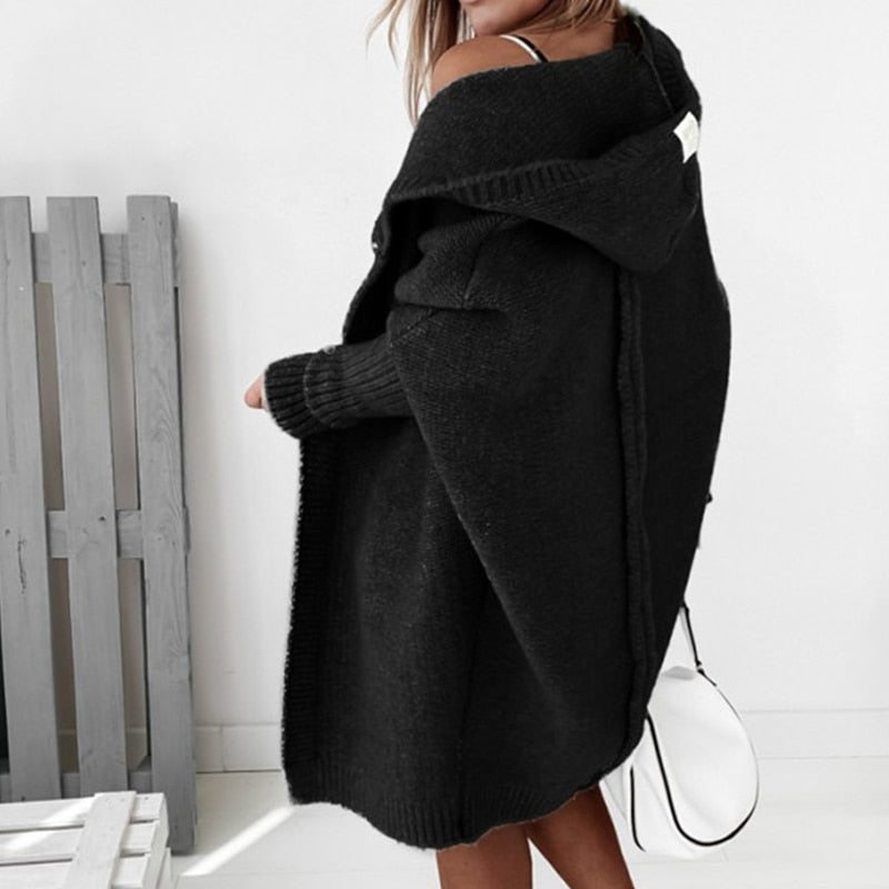 Damen-Strick-Cardigan mit Entspannter Kapuze