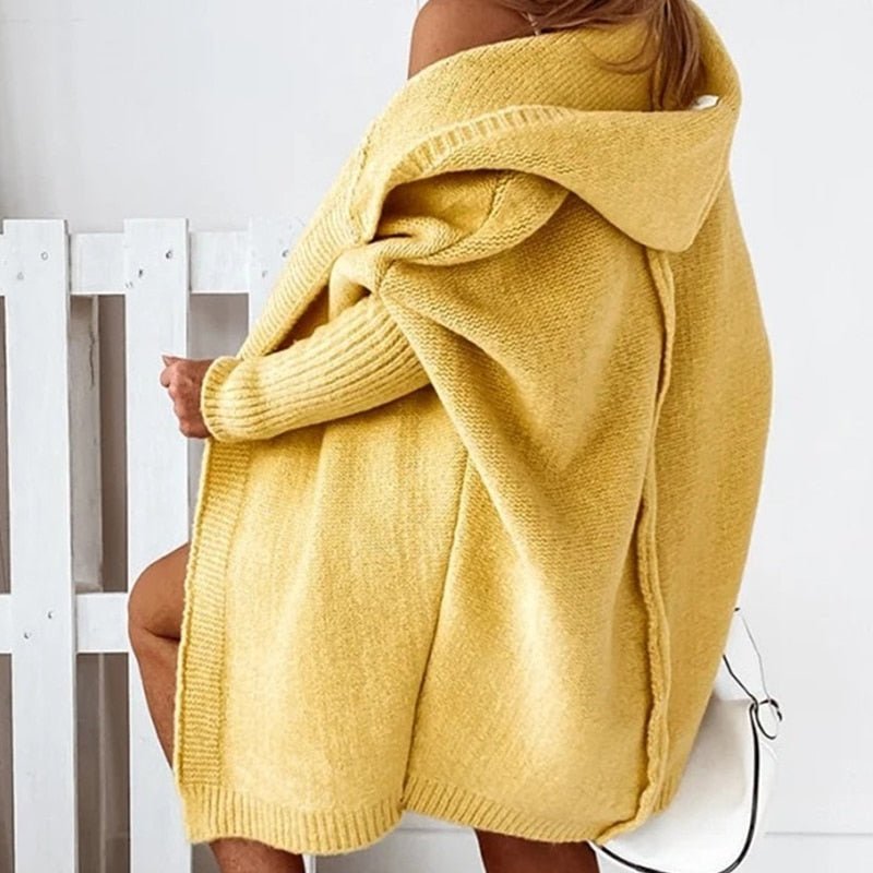 Damen-Strick-Cardigan mit Entspannter Kapuze