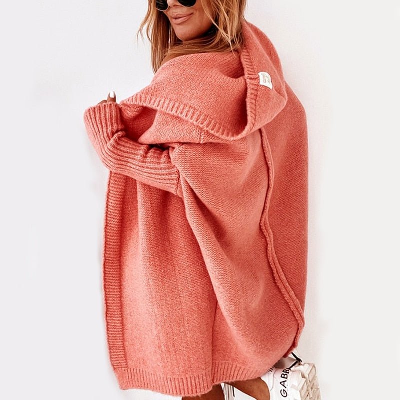 Damen-Strick-Cardigan mit Entspannter Kapuze
