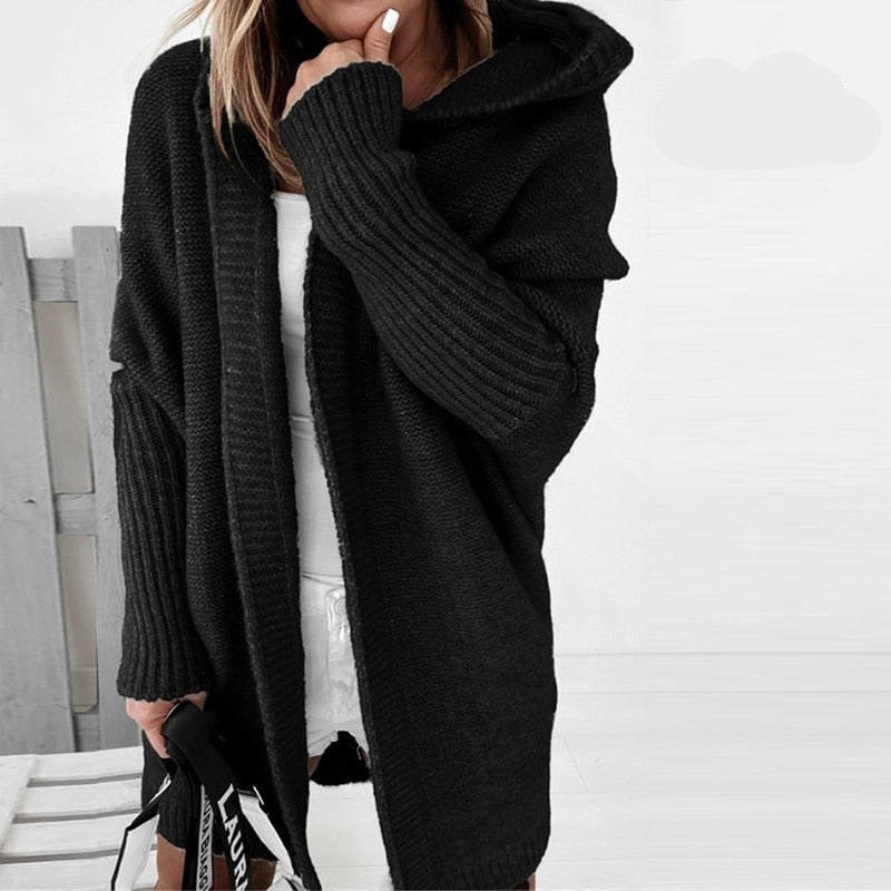 Damen-Strick-Cardigan mit Entspannter Kapuze