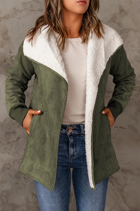 Lässiger Warmer Mantel Mit Fleece Für Damen
