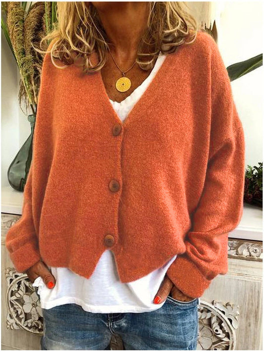 Gestrickte Strickjacke mit Knöpfen für Winter Damen