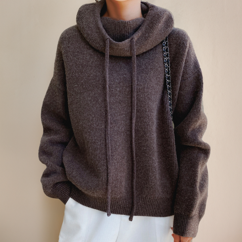 Kapuzerollkragen Weicher Strickpullover Winter Damen
