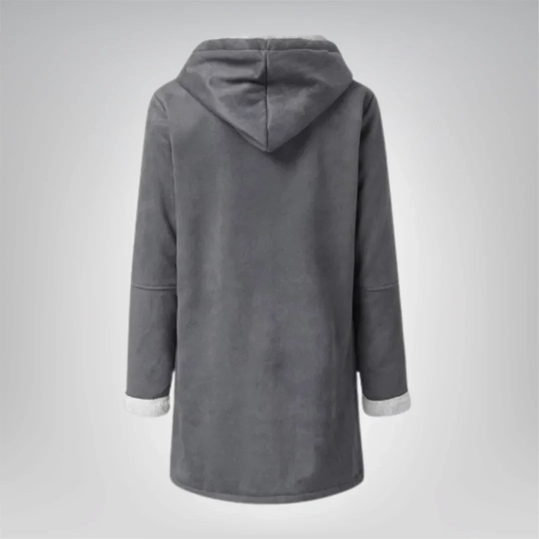 Langer Mantel mit Fleecefutter und Knebelverschluss für Winter Damen