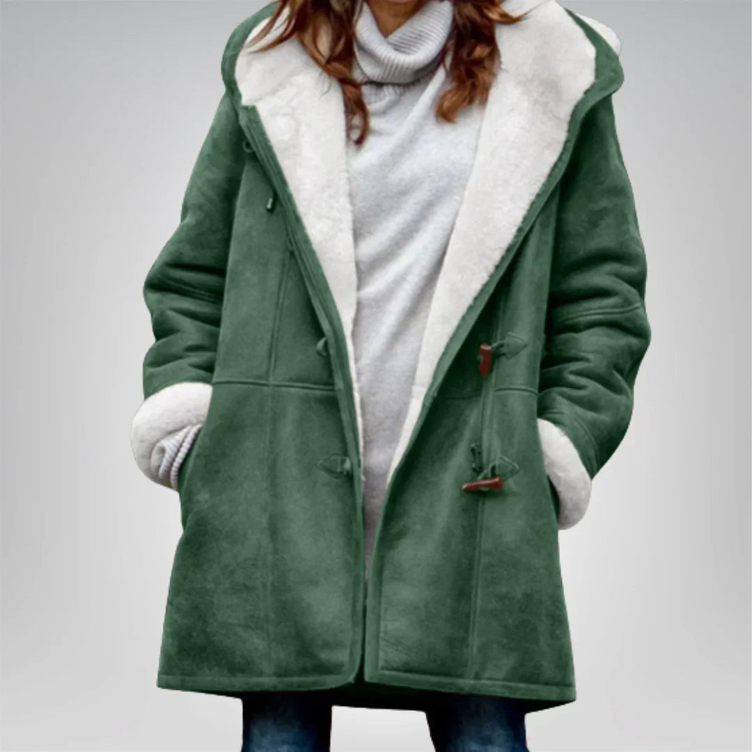 Langer Mantel mit Fleecefutter und Knebelverschluss für Winter Damen