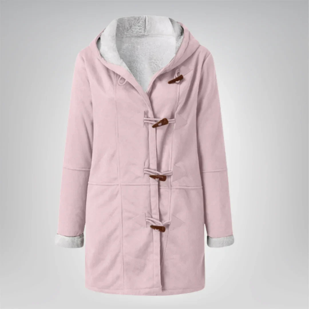 Langer Mantel mit Fleecefutter und Knebelverschluss für Winter Damen