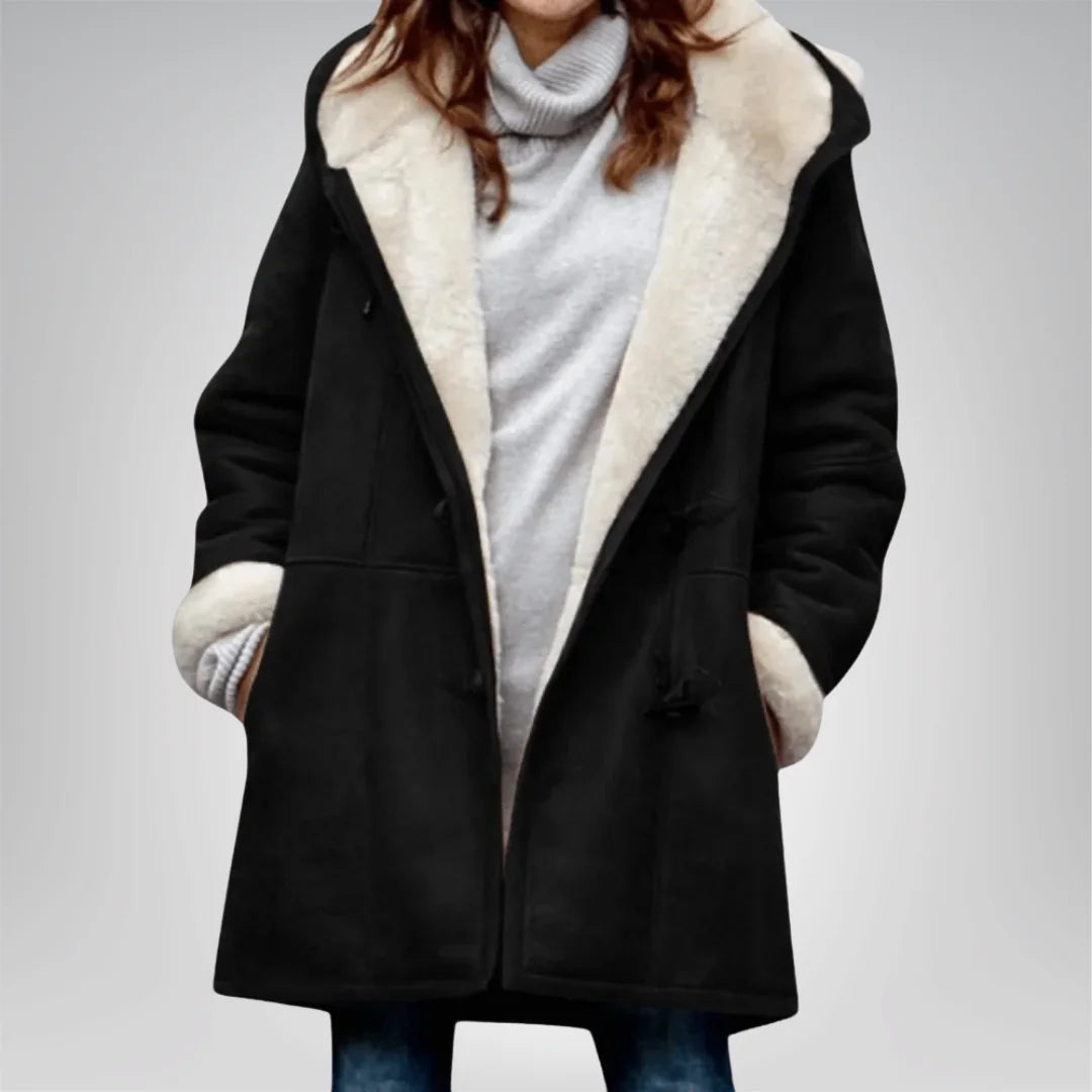 Langer Mantel mit Fleecefutter und Knebelverschluss für Winter Damen