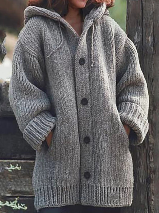 Übergroße Strickjacke mit Kapuze für Winter Damen