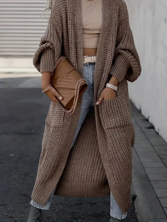 Gemütlicher Langer Gestrickter Cardigan Mantel für Winter Damen