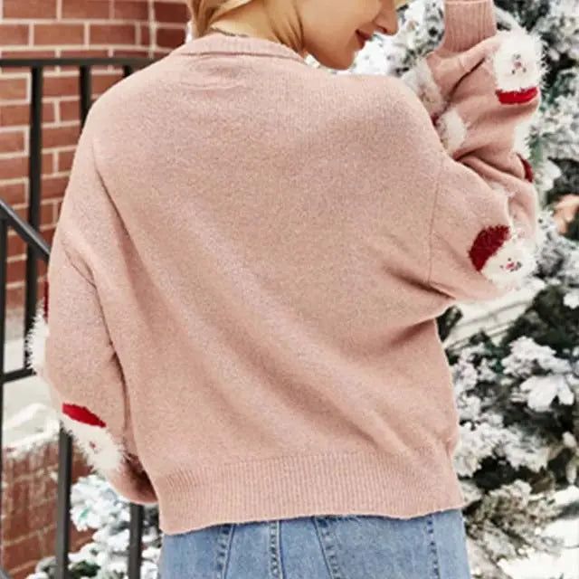 Weihnachtspullover mit Weihnachtsmann-Muster für Damen
