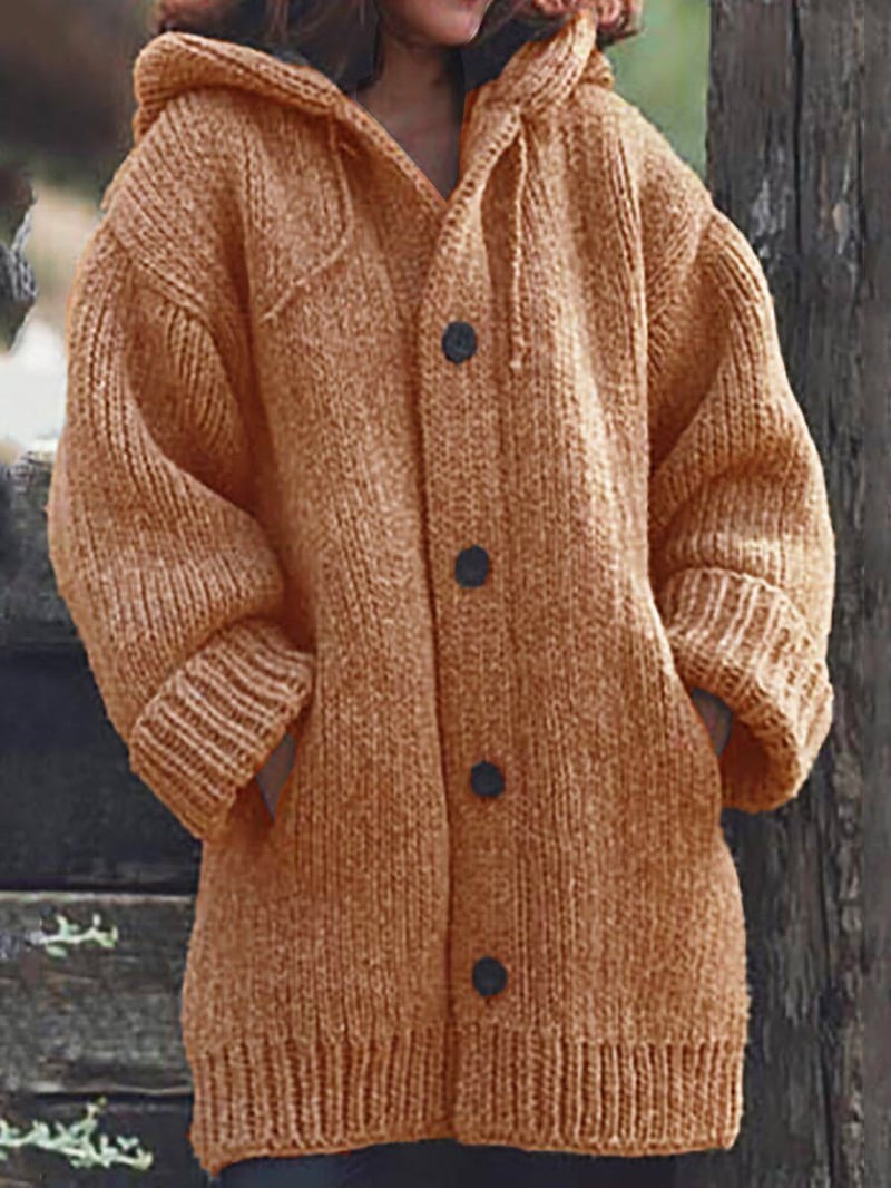 Übergroße Strickjacke mit Kapuze für Winter Damen