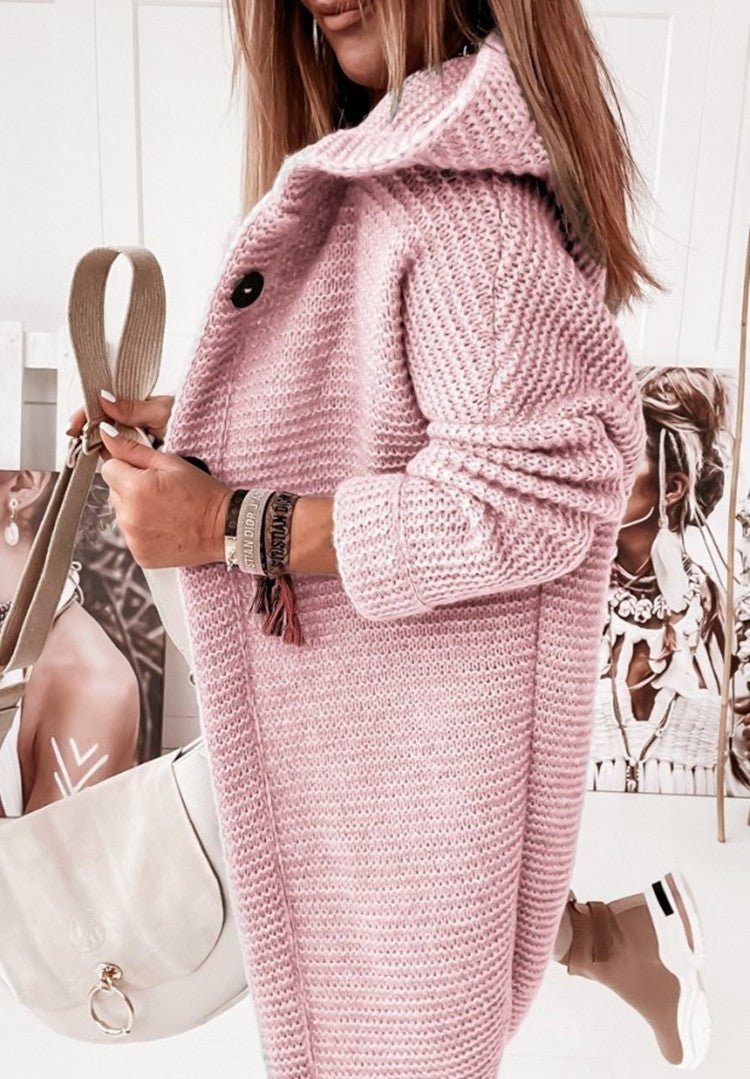 Langer Strick-Cardigan mit Kapuze für Damen
