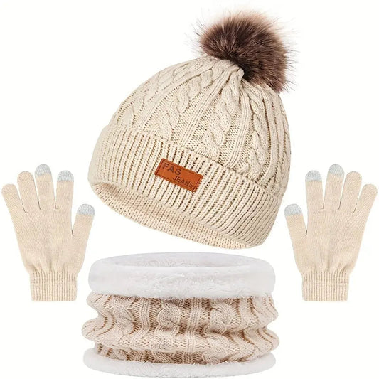 Mützen- und Handschuhset Für Winterwärme Für Damen