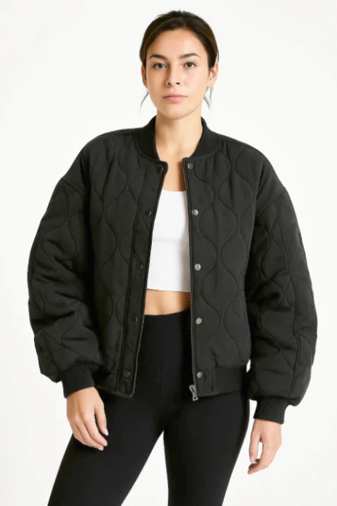 Gepolsterte Bomberjacke Damen Casual Stylisches Zip-Design