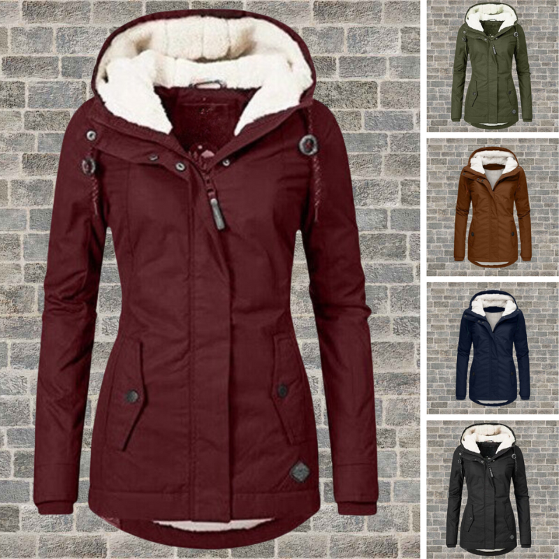 Gefütterte Parka Jacke mit Kapuze Perfekt für Winter Damen
