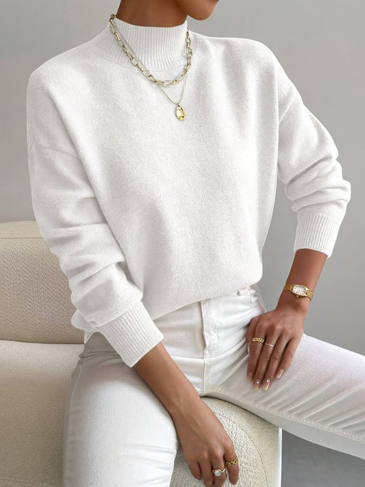 Minimalistischer Stehkragen Winterpullover Damen