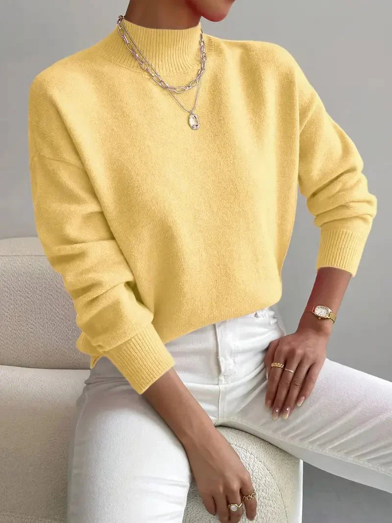 Minimalistischer Stehkragen Winterpullover Damen