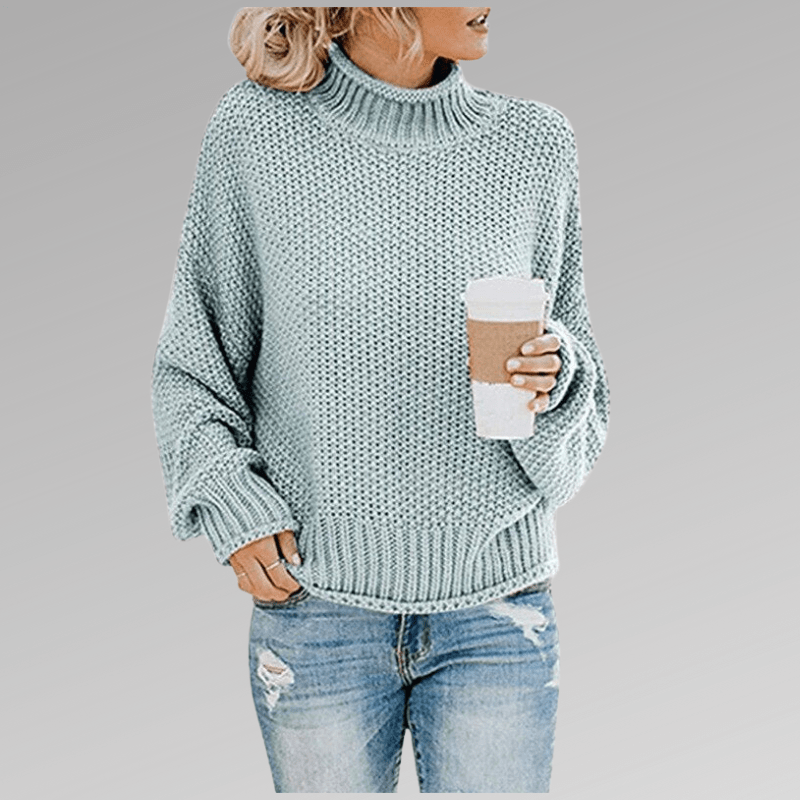 Grobstrick Pullover Mit Hohem Kragen Winter Damen
