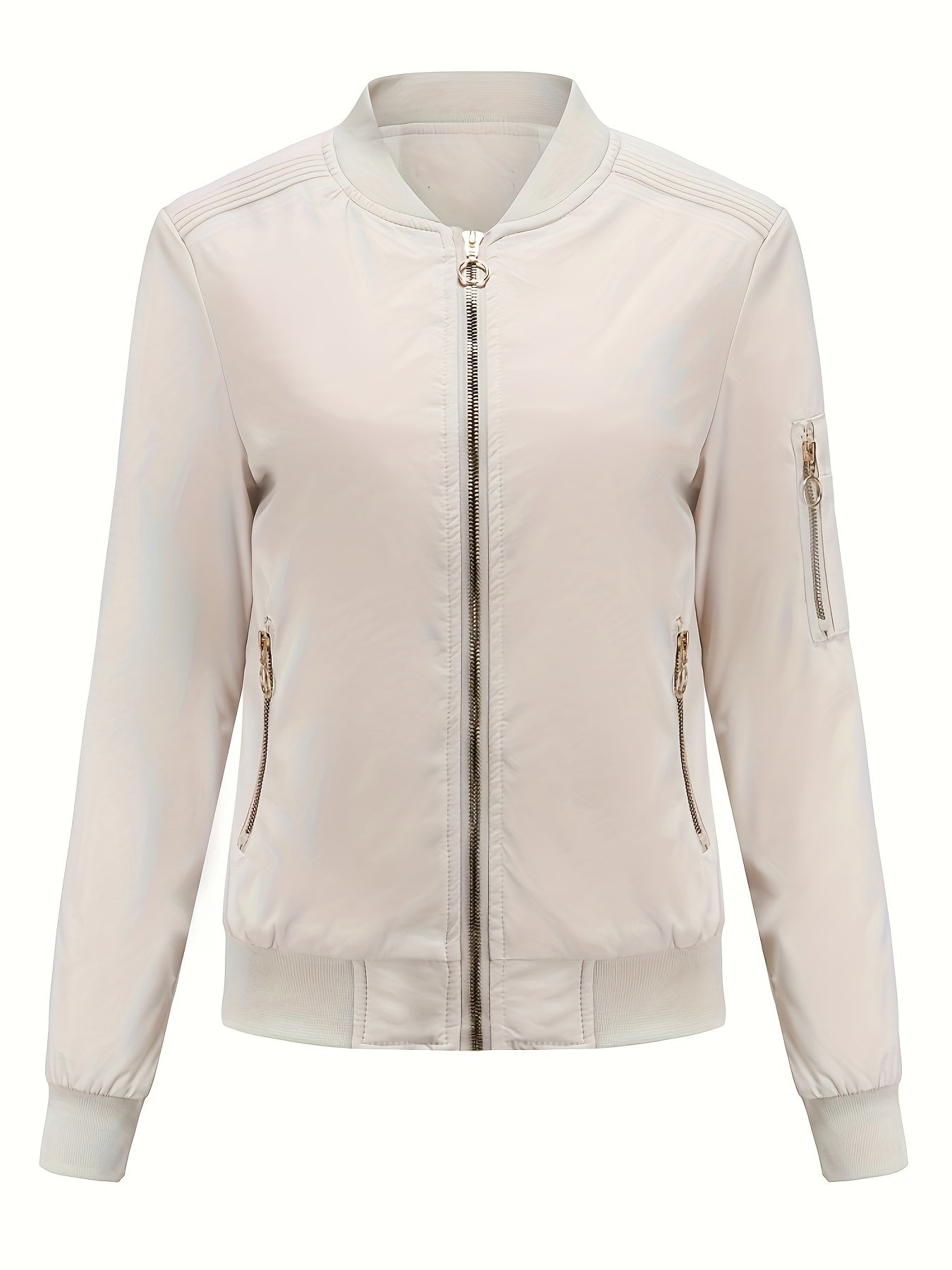 Bomberjacke Klassischer Zip-Up Freizeitlook Damen